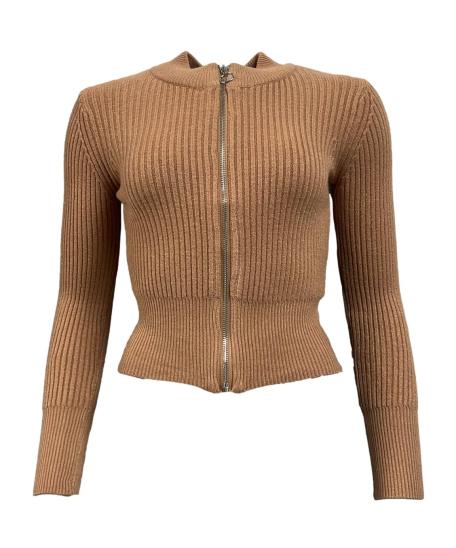Maglione costine zip