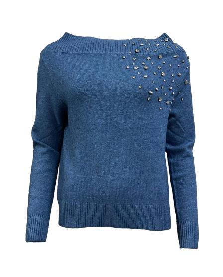 Maglione barca strass