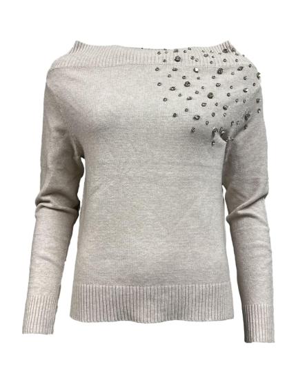 Maglione barca strass