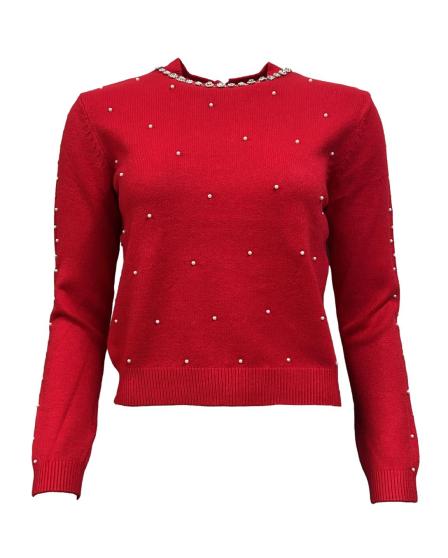 Maglione strass acc.collo