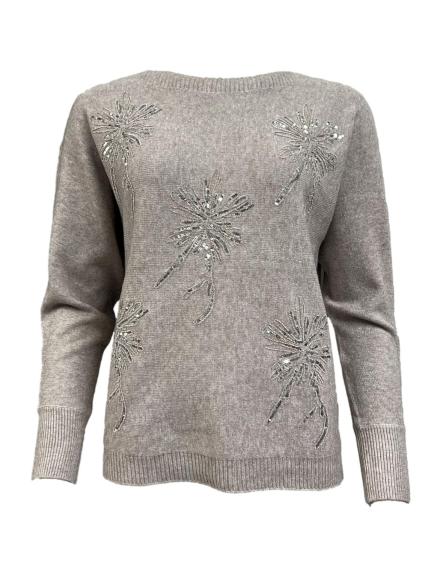 Maglione fiori strass