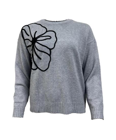 Maglione ricamo fiore dx