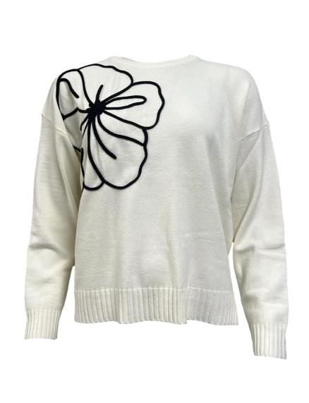 Maglione ricamo fiore dx