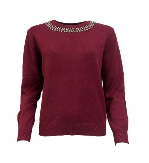 Maglione collo perle strass