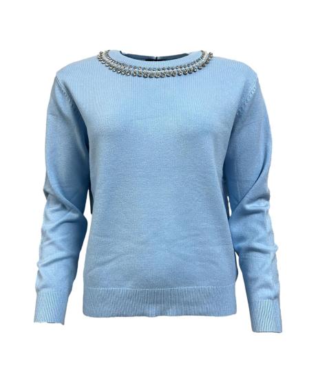 Maglione collo perle strass
