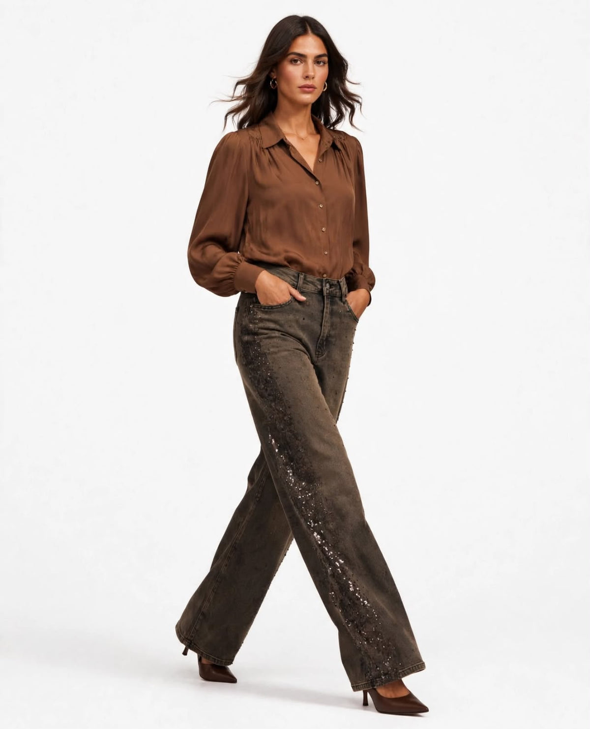 Camicia spalline arriccio georgette