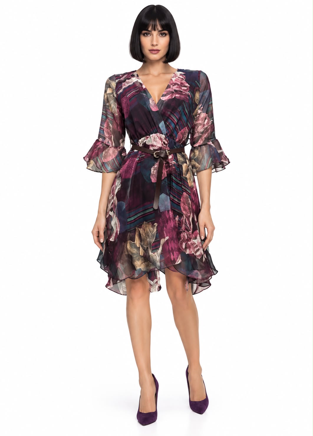 Abito corto balze chiffon st.