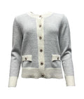 Cardigan bicolore bottoni strass