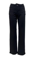 Jeans merletto girovita e strass lav. nero