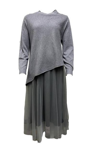 Completo canotta e gonna tulle maglione asimmetrico