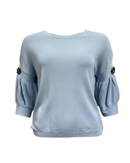 Maglia sbuffo strass