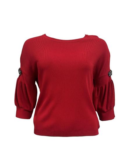 Maglia sbuffo strass