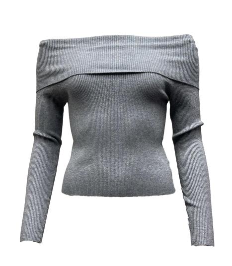 Maglia scollo barca costine