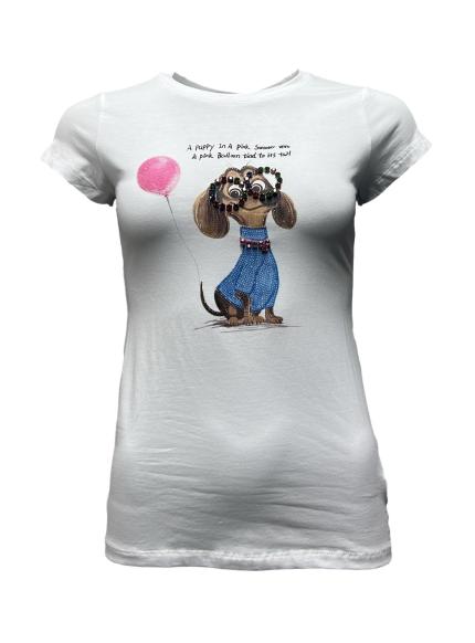 T-shirt cane occhiali strass