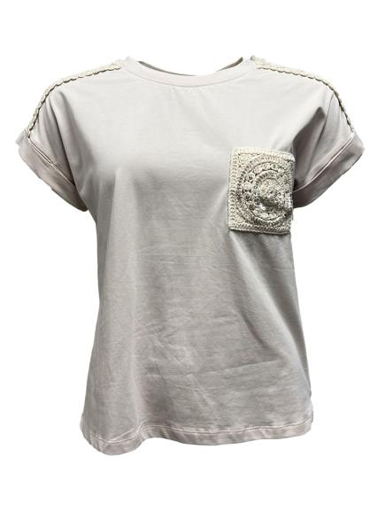 Maglia taschino spalle ricamo
