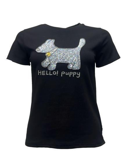 T-shirt cane paillettes