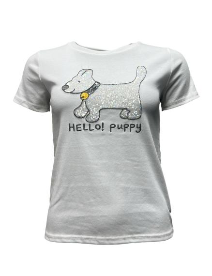 T-shirt cane paillettes