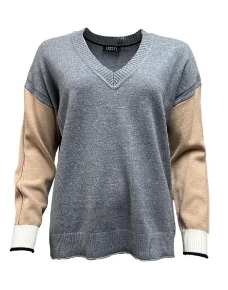 Maglia scollo bicolore