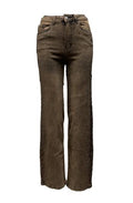 Jeans palazzo strass laterali lav. terra