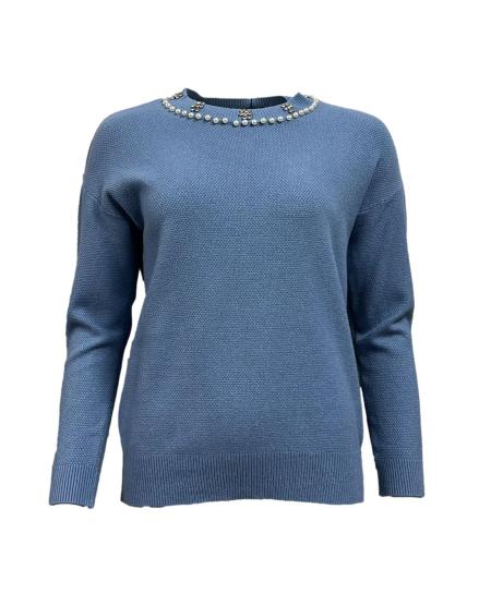 Maglione perle collo