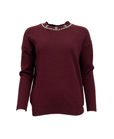 Maglione perle collo