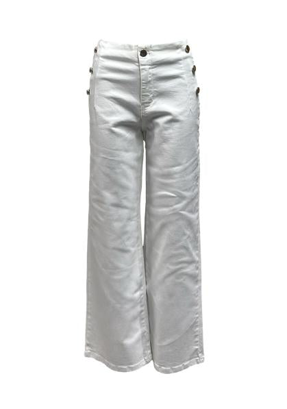 Jeans colorato bottoni oro