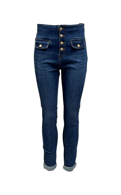 Jeans bottoni oro alto