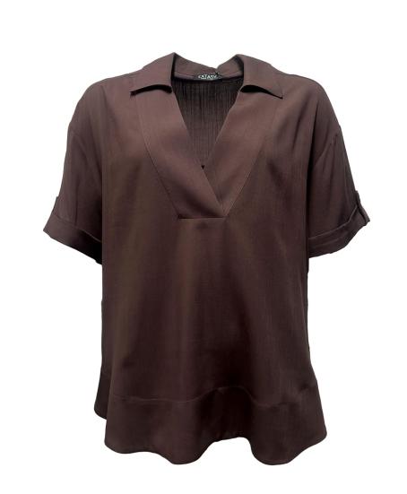 Casacca scollo V misto lino