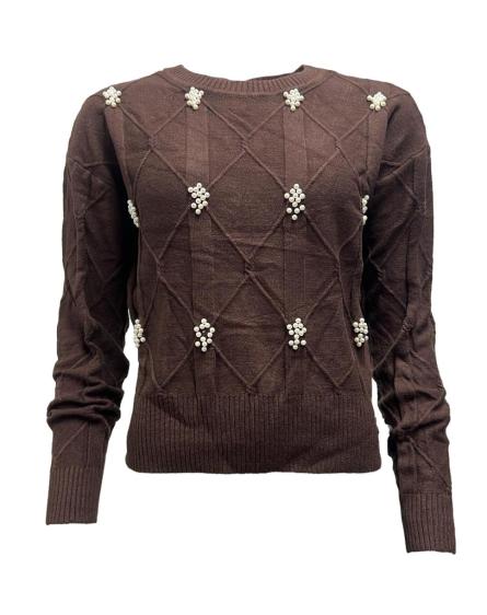 Maglia dis. rombo perle