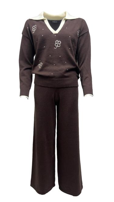 Completo maglione colletto dis. pantapalazzo