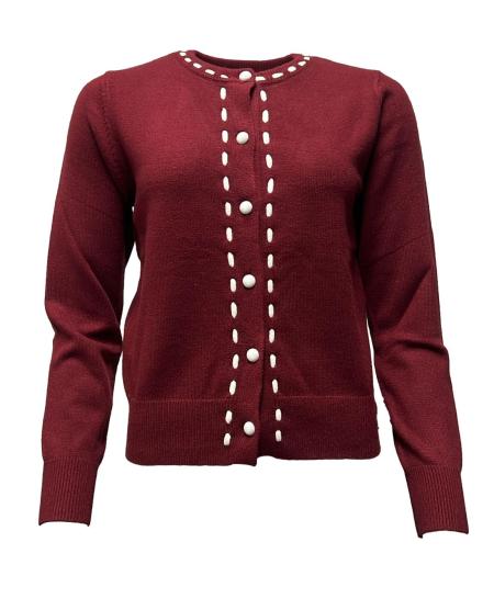 Cardigan impunture contrasto