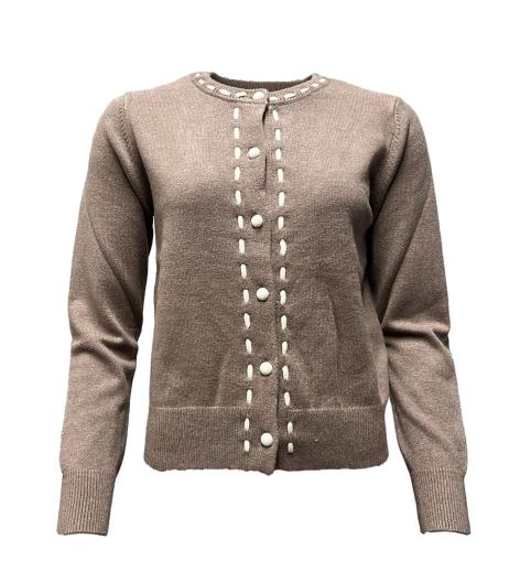 Cardigan impunture contrasto