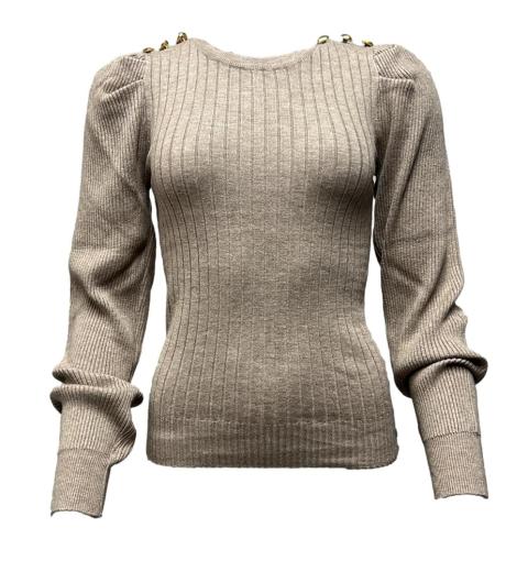 Maglia costine bottoni spalle