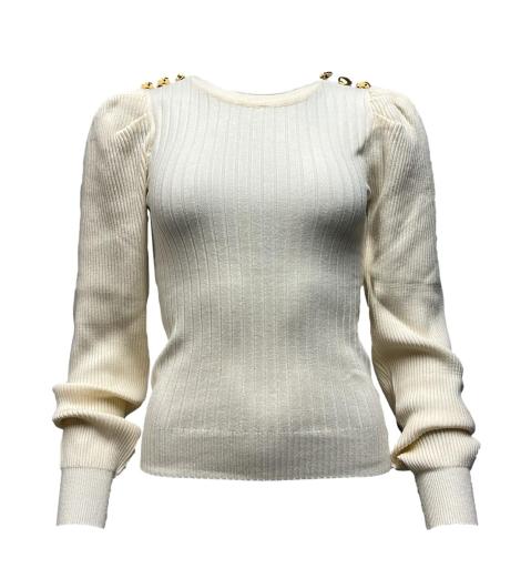 Maglia costine bottoni spalle