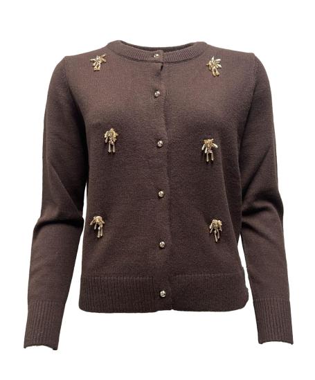 Cardigan fiore cascata strass