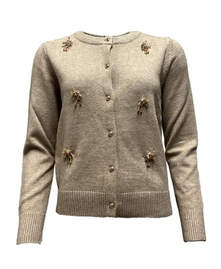 Cardigan fiore cascata strass