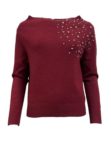 Maglione barca strass