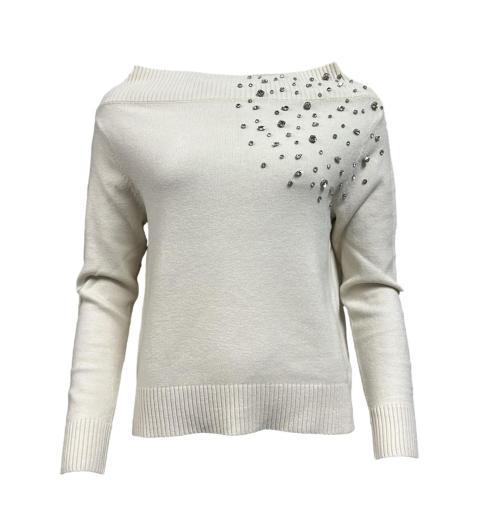 Maglione barca strass