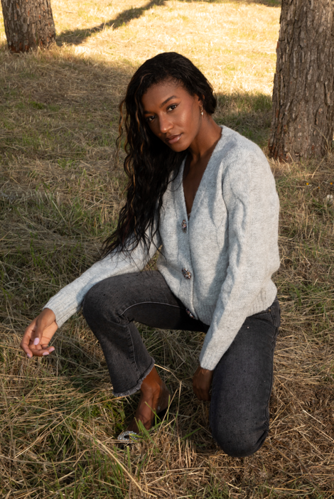 Jeans sfrangio strass curvy