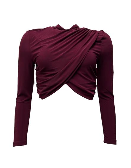 Maglia crop mezzo collo drappeggio solton