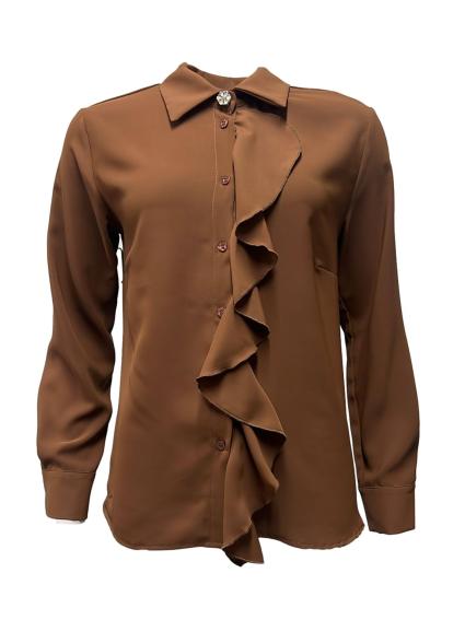 Camicia rouches bottone gioiello