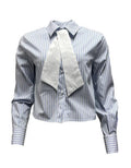 Camicia corta righe sciarpetta