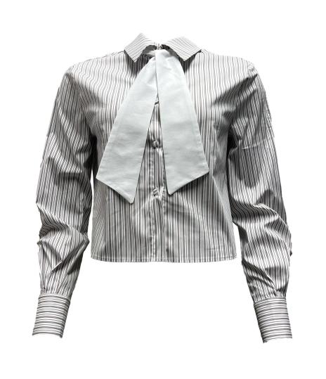 Camicia corta righe sciarpetta