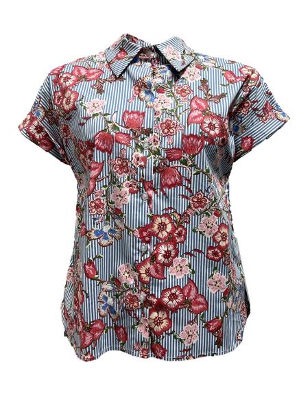 Camicia riga-fiore coulisse