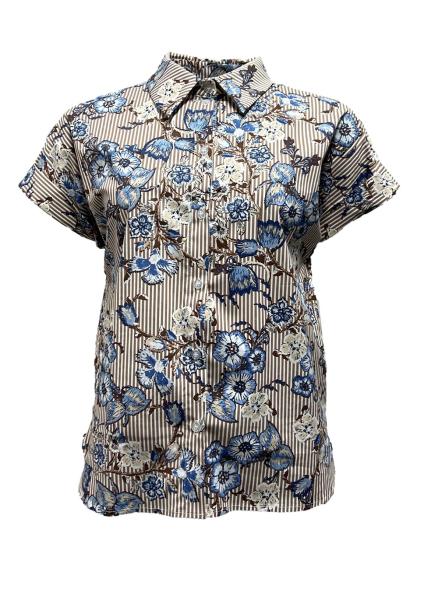 Camicia riga-fiore coulisse