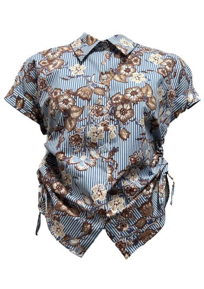 Camicia riga-fiore coulisse