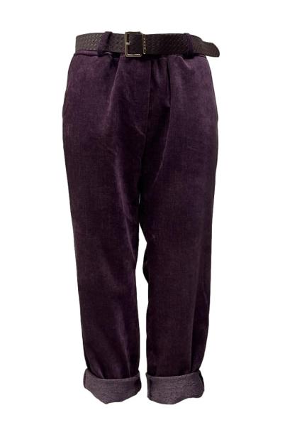 Pantalone risvolto velluto-rigato