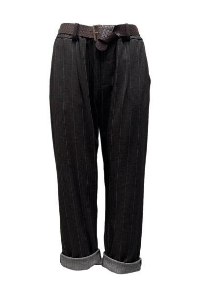 Pantalone gessato risvolto