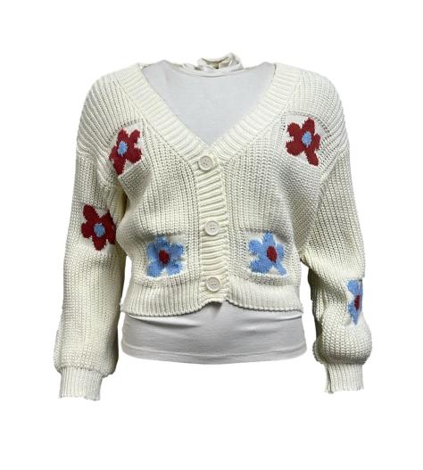 Cardigan fiori ricamo