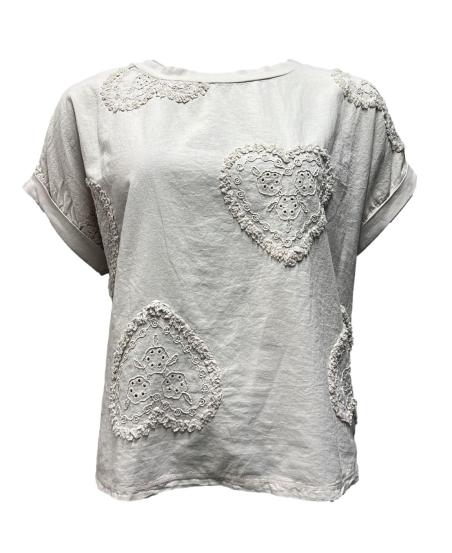 Maglia cuori ricamo